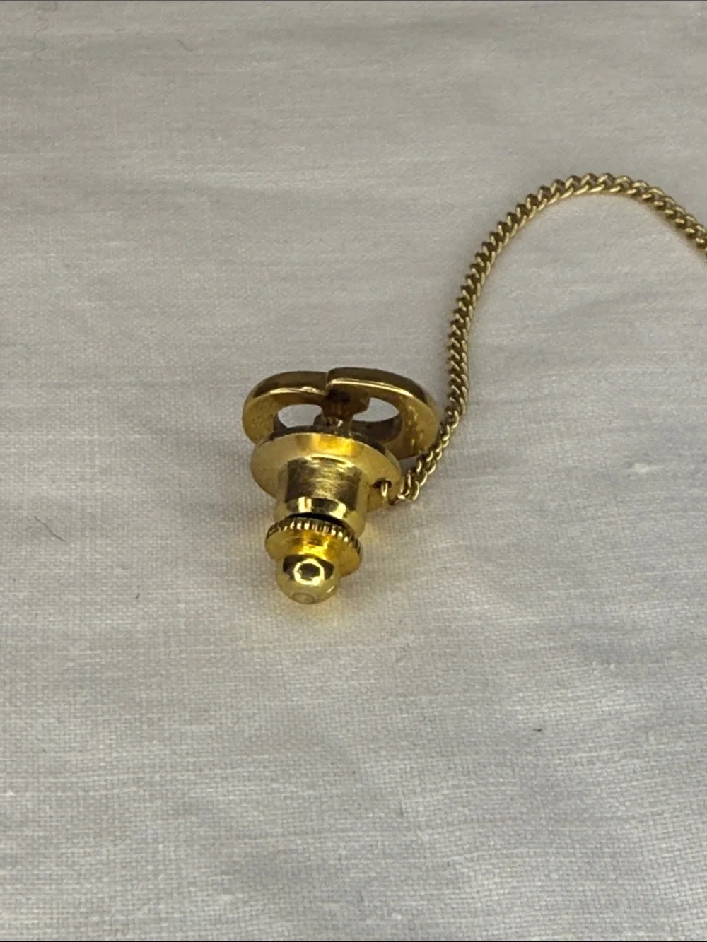 Christian Dior CD Logo Gold Tone Tie Tack Chain Tie Pin